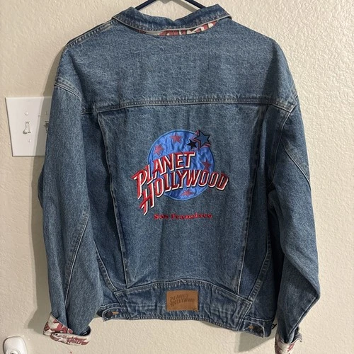 Vintage 1991 PLANET HOLLYWOOD Las Vegas Casino Denim Trucker Jean Jacket Small image 2