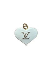 Louis Vuitton Gold and White Enamel Heart Logo Zipper Pull Charm