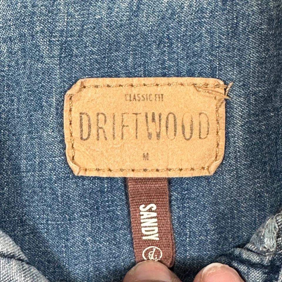 Driftwood Floral Embroidery Distressed Denim Western Shirt Womens Medium Country - Image 4 of 4