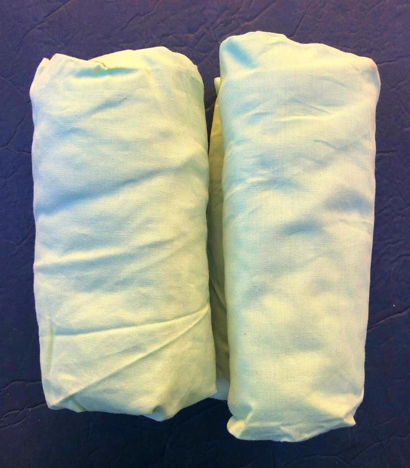 (2) Sábanas ajustables de algodón verde pálido claro liso para cuna/cama para niños pequeños Foto 2 de 2