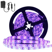 YGS-Tech 24 Watts UV Black Light LED Strip, 16.4FT/5M 3528 300LEDs 395nm-405nm