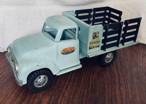 Vintage 1950’s Tonka Stake Body Truck Light Blue Original Paint, Decals, Tires