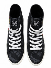 Ed Hardy Tiger Graphic High Top Sneakers Men's 11 Black Canvas Shoes NWOB