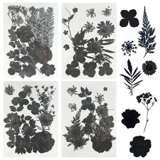 4 Pack 64 Pcs Black Dried Pressed Flowers Real Natural Leaves for Resin Molds