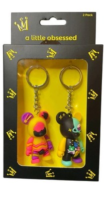 A Little Obsessed Bestie's Bag Charms--2 Pack Bear Space Keychains/Bag charms 