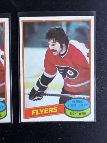 Lote de 2 tarjetas coleccionables de hockey sobre hielo Dennis Ververgaert de la NHL 1980 Topps #99 Flyers - Imagen 3 de 7