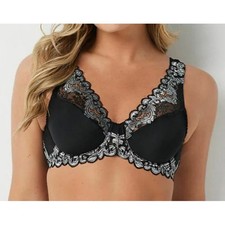 Breezies Soft Support Underwire Bra w/ Contrast Lace Black