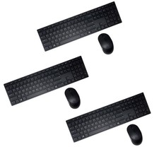 Lot of 3 NEW Dell Pro Wireless Keyboard  Mouse Combo Black KM5221WBKB-US