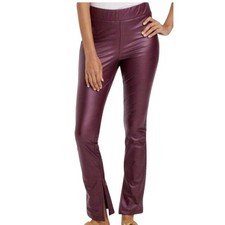 A New Day Women's Burgundy Faux Leather Stretch Pull On Pants Size L