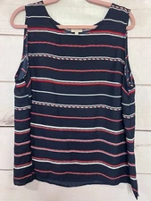 Talbots Nautical TOP Sleeveless Blouse Size LG Classy