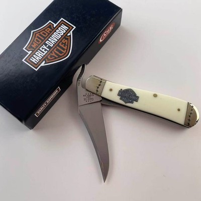 New Case xx 52249 Harley-Davidson White Synthetic RussLock Folding Pocket Knife