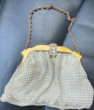 Mesh Evening Bag Gold Silver Metal Chain Handle Formal Special Occasion