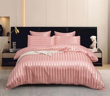 Size 5 Pieces Satin Duvet Cover Set Luxury Coquette Silk Like Queen Pink