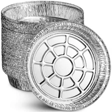 9” Round Aluminum Foil Pans | Disposable Containers with Straight Walls for S...
