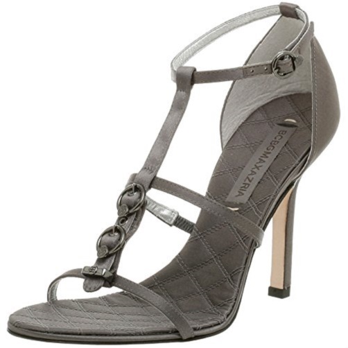 BCBGMaxAzria Maetis Sandalia Gris Satinado Talla 8.5 Med Nueva $200