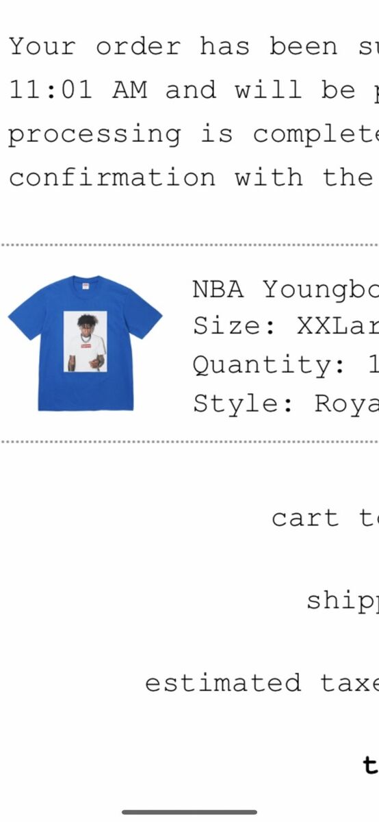 Supreme NBA Young boy Photo tee, Size XXL, Royal, FW 23 Week 1. Confirmed  Order