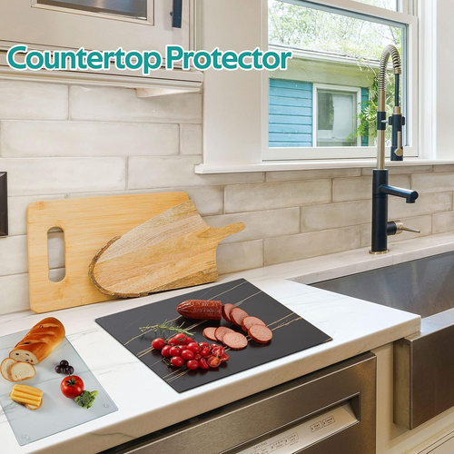 Glass Cutting Board for Kitchen Counter, Tempered Glass Chopping Boards Dishwash - Picture 5 of 12