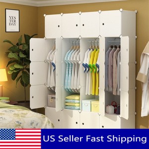 White Portable Clothes Closet Wardrobe Bedroom Armoire Storage