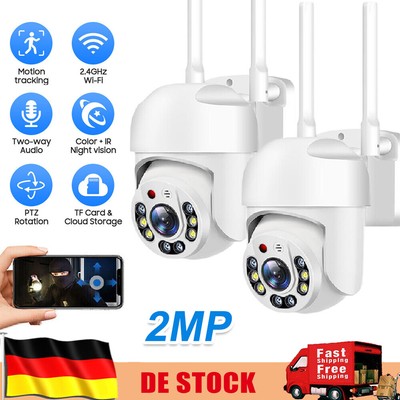 2 TLG. 360° Funk WLAN WiFi Kamera Wireless IP Camera 1080P HD Überwachungkamera