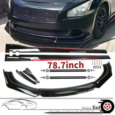 Glossy Black Front Bumper Lip Spoiler Side Skirt Rear Lip For Nissan Maxima A35