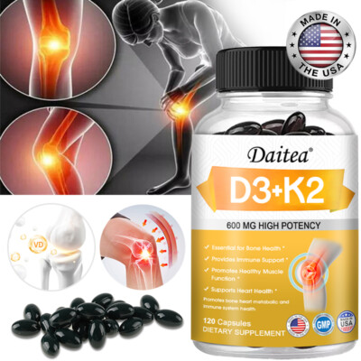 Vitamin K2 (MK7) with D3 5000 IU Supplement, Calcium, Zinc & B12, Bone Health