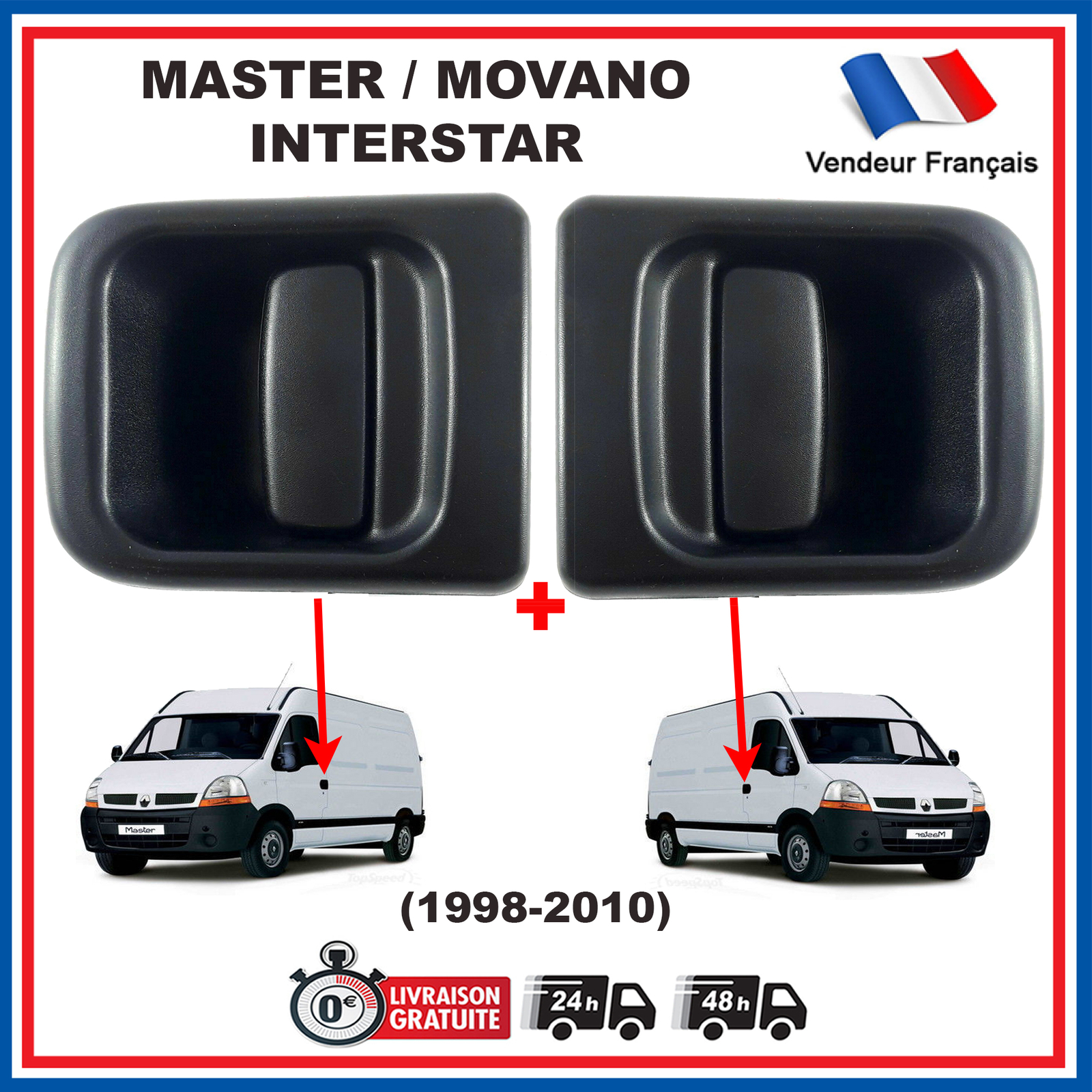 Poignée avant Renault Master 2 kit de rechange Movano Interstar 1998-2010