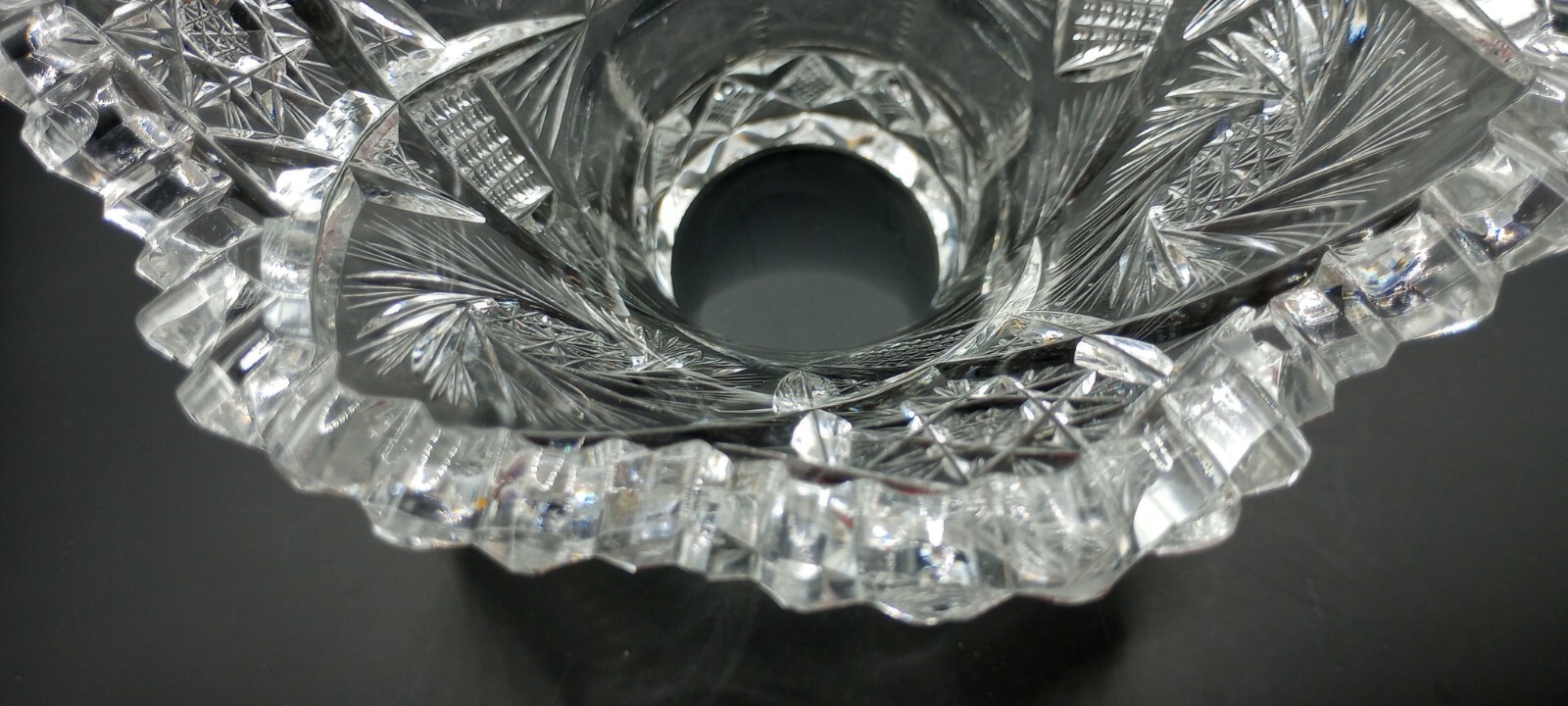 Antique American Brilliant Period Cut Glass Punch Bowl**BASE ONLY** 4-7/8" hi.  