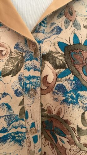 Vintage IB Diffusion Petite Faux Suede Paisley print lightweight jacket LP - Picture 4 of 8