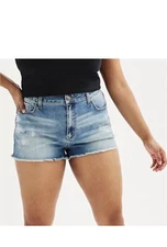 Juniors' Plus Size SO® High-Rise Shortie Shorts Color Medium Destructed Size 20