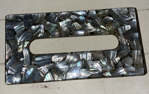 vintage lucite mosaic iridescent shell tissue box cover 10” X 5.5” EUC