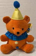 VTG Dakin 1983 Teddy Bear Gumdrop Clown Orange Plush Tags Hat Nature Babies