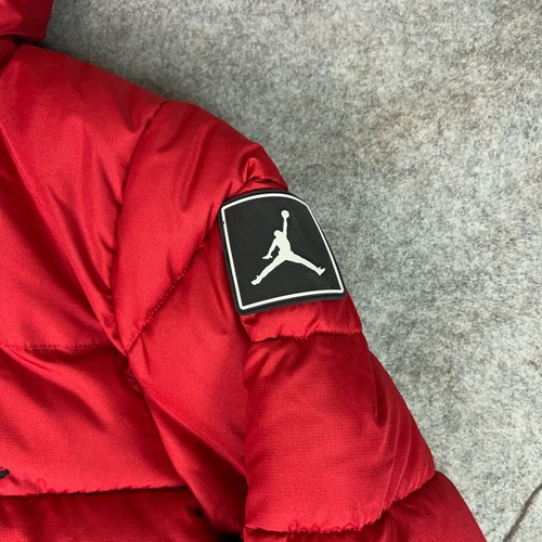 Jordan Boys Jacket Small Red Black Puffer Hooded Coat Youth Kids Air Parka Cargo - Picture 3 of 10