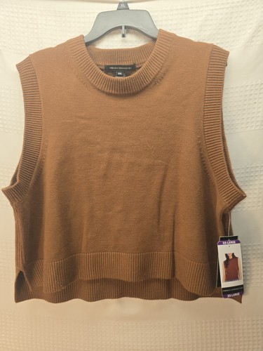French Connection Women Brown Sweater Vest Ribbed Sleeveless Size XXL
