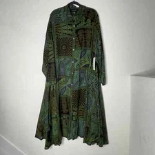 Step In Style NWT Long Sleeve Button Down Lagenlook Boho Dress Sz One Plus Green