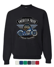 American Pride Motorcycle Sweatshirt MC Biker Timeless Tradition Sweater
