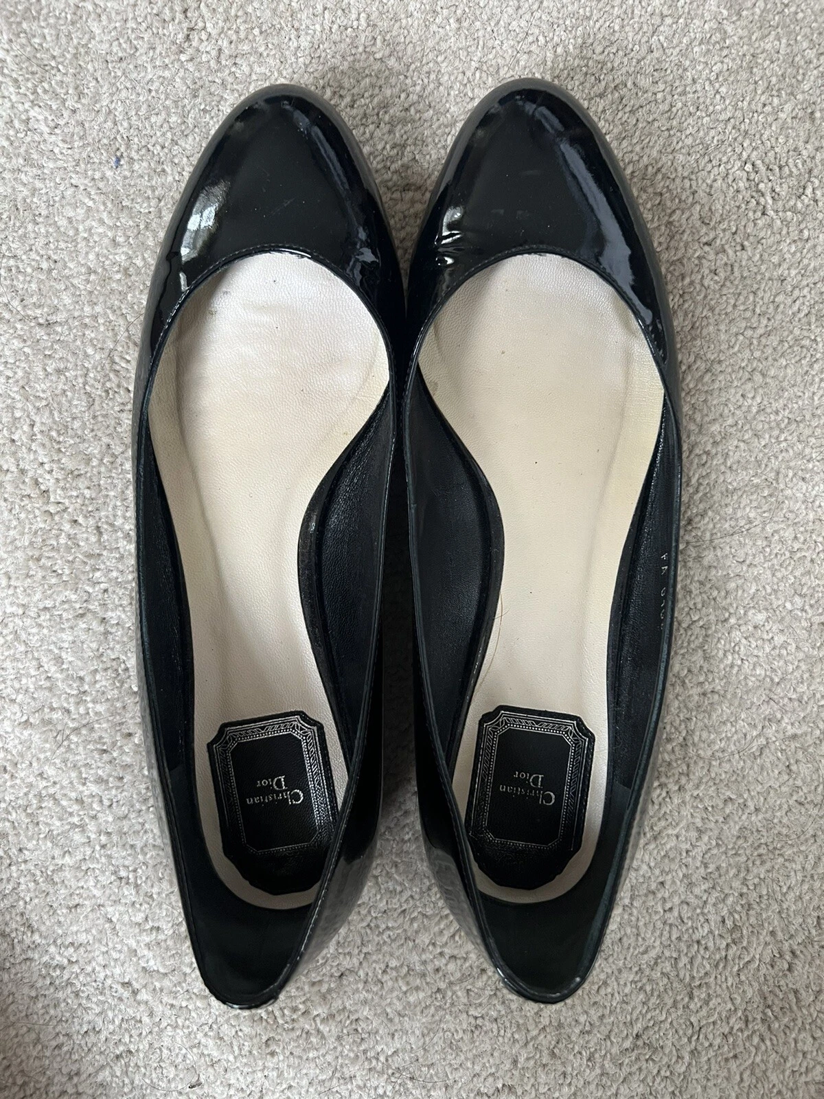 Ballerines noires vernies Christian Dior   Taille 38 ; Bon état
