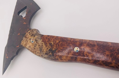Half Face Blades Custom Bleeding Heart Hawk #9 Raindrop Coppermascus Amboyna - Picture 6 of 10