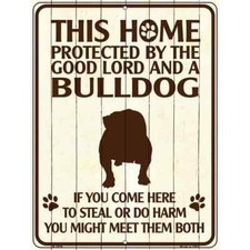 Bulldog Protected Parking Sign 4.5"x 6" for Home Wall Door Garage Novelty Decor