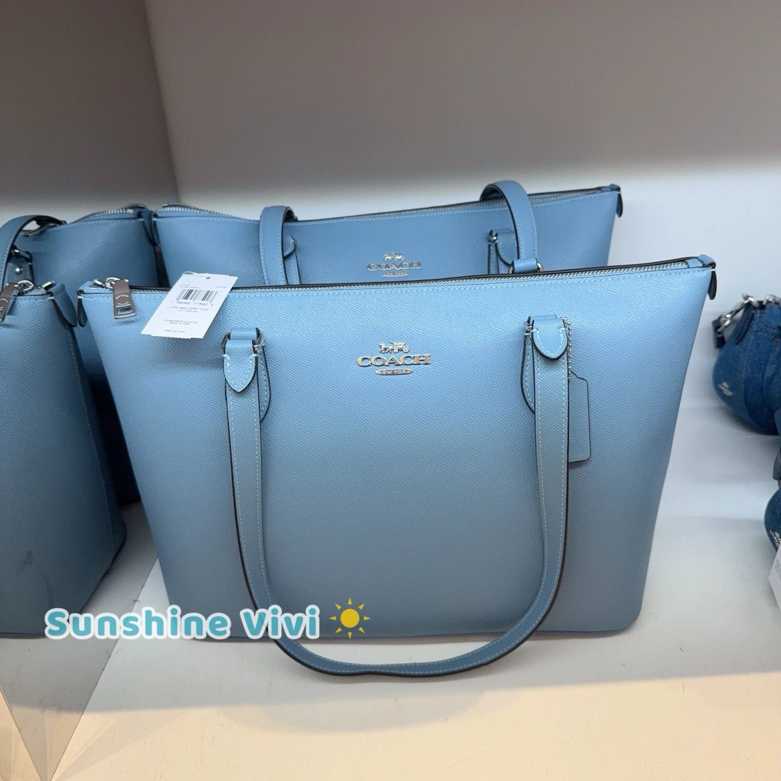 Borsa Coach Gallery nuova con etichetta in pelle CV402 Sv Bluebell