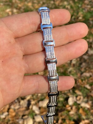 Real Solid 925 Sterling Silver Mens Iced Presidential Bracelet CZ