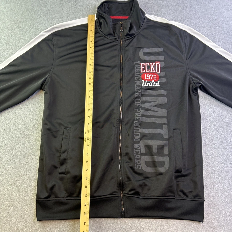 Chaqueta Ecko Unltd Para Hombre XL Negra Roja Cremallera Completa Manga Larga Informal Y2K Adulto Foto 3 de 4