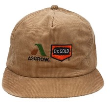Vintage K-Products Asgrow O's Gold Snapback Corduroy Hat USA Made