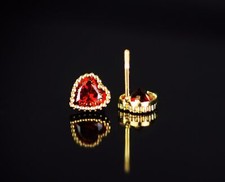 14k Yellow Gold Heart CZ Birthstone Earrings