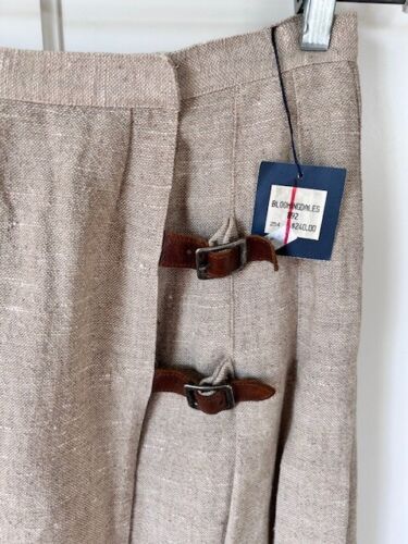 Ralph Lauren NWT Kilt Skirt Sz 8 90's Hip Pleats Buckles Beige Linen Wool Silk - Picture 2 of 15