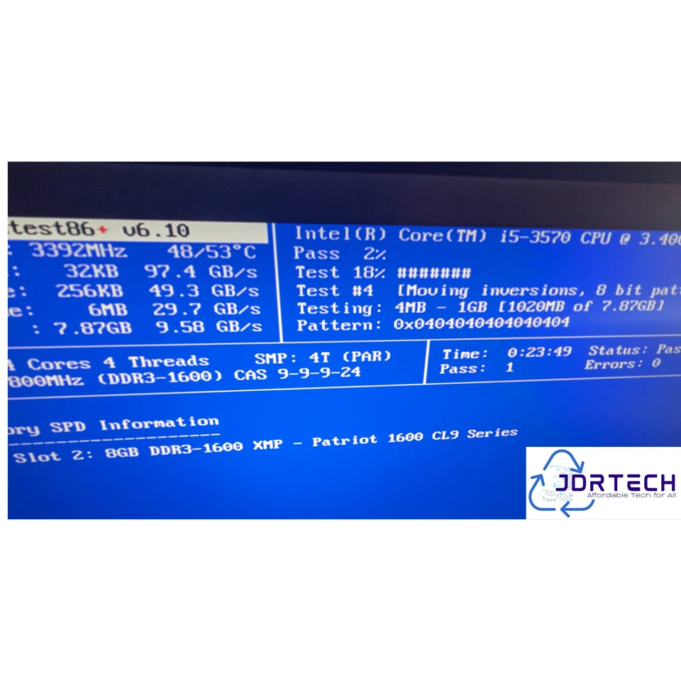 Patriot DDR3 Memory Viper 8GB SDRAM PC3-12800 1600 MT/s PV316G160C9K Tested - Image 3 of 4