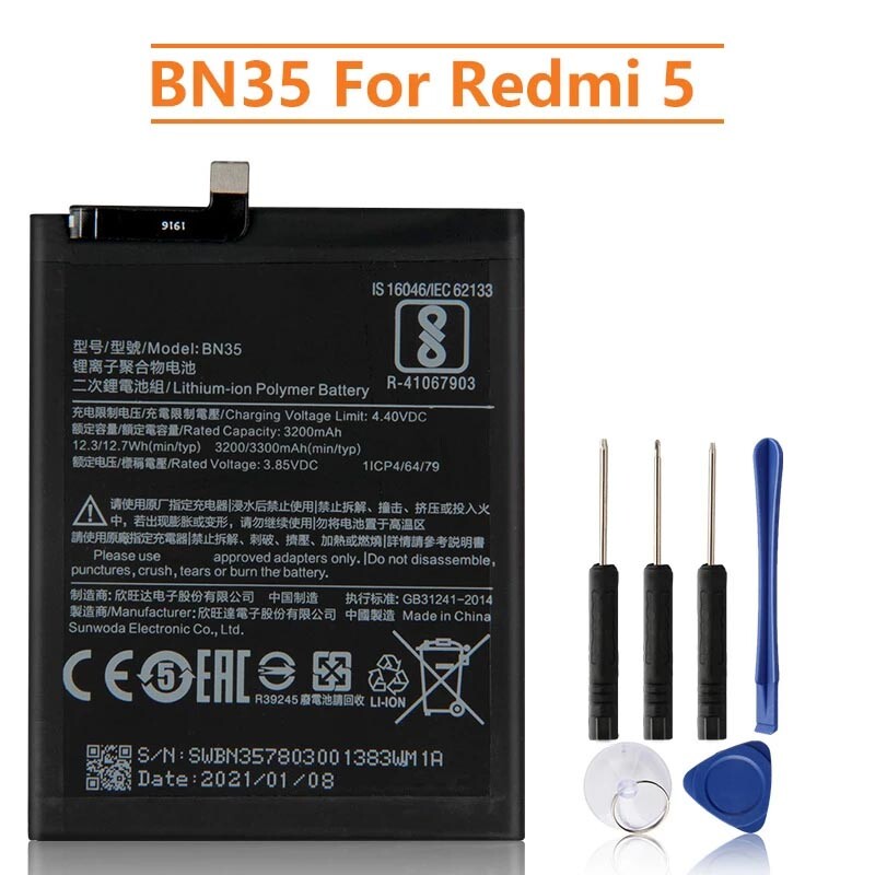 New BN35 Replacement Battery For Xiaomi Redmi 3300 mAh Tools