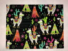 21" W X 22" Fat Quarter 100 Cotton Fabric Fancy Llamas on Black
