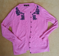 Clements Ribeiro Strickjacke Cardigan Gr. XL rosa perlenbestickt Langarm