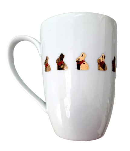 Lindt Gold Bunny Mug Hot Chocolate Tea Coffee White Ceramic Rabbits Red Bows