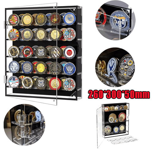 Coin Holder Challenge Coin Badges Display Case 45 Military Medals Shadow Box AU - Picture 3 of 10
